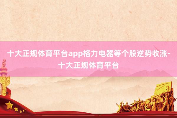 十大正规体育平台app格力电器等个股逆势收涨-十大正规体育平台