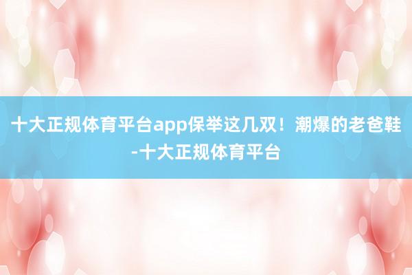 十大正规体育平台app保举这几双！潮爆的老爸鞋-十大正规体育平台