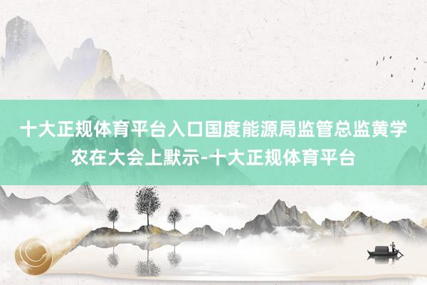 十大正规体育平台入口　　国度能源局监管总监黄学农在大会上默示-十大正规体育平台