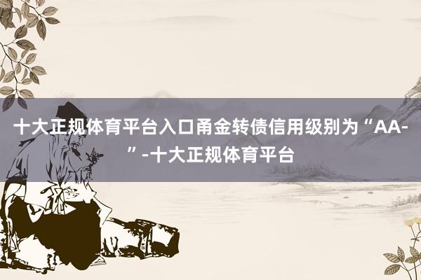 十大正规体育平台入口甬金转债信用级别为“AA-”-十大正规体育平台