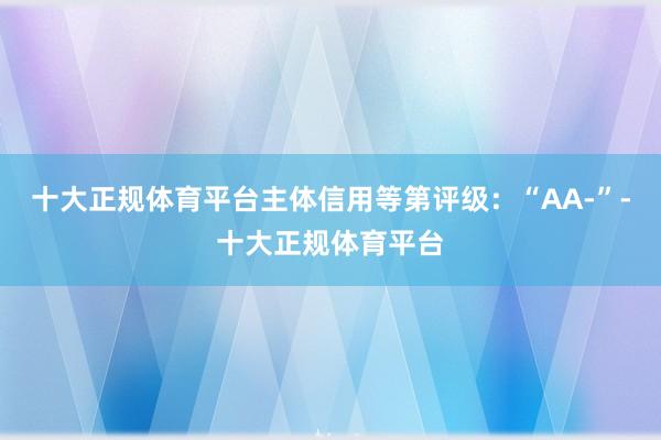 十大正规体育平台主体信用等第评级：“AA-”-十大正规体育平台