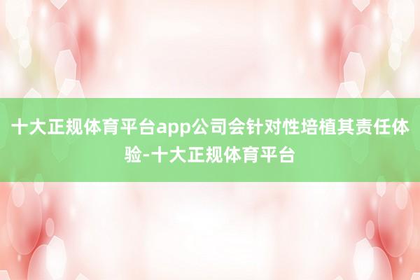 十大正规体育平台app公司会针对性培植其责任体验-十大正规体育平台