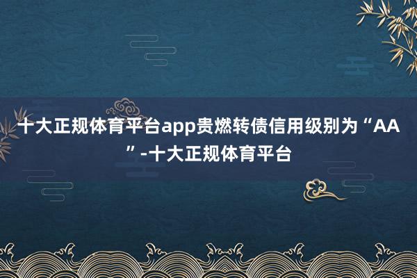十大正规体育平台app贵燃转债信用级别为“AA”-十大正规体育平台