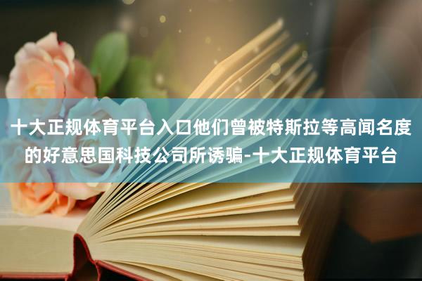 十大正规体育平台入口他们曾被特斯拉等高闻名度的好意思国科技公司所诱骗-十大正规体育平台