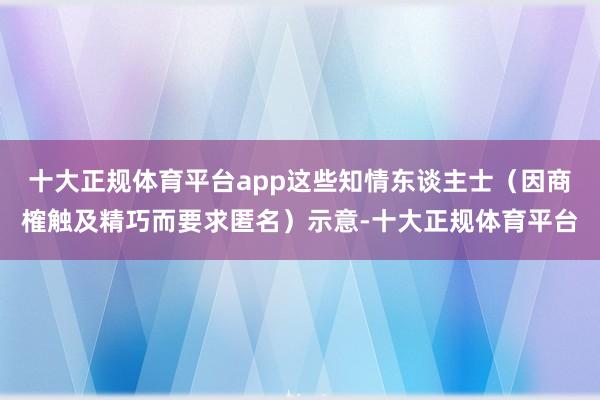十大正规体育平台app这些知情东谈主士(因商榷触及精巧而要求匿名)示意-十大正规体育平台