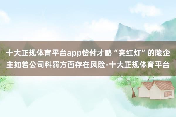 十大正规体育平台app偿付才略“亮红灯”的险企主如若公司科罚方面存在风险-十大正规体育平台