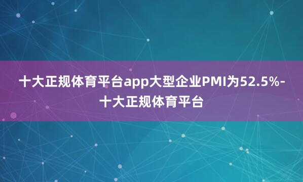 十大正规体育平台app大型企业PMI为52.5%-十大正规体育平台