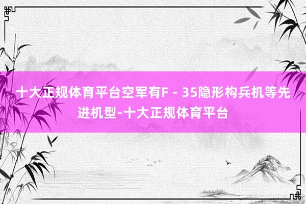 十大正规体育平台空军有F - 35隐形构兵机等先进机型-十大正规体育平台