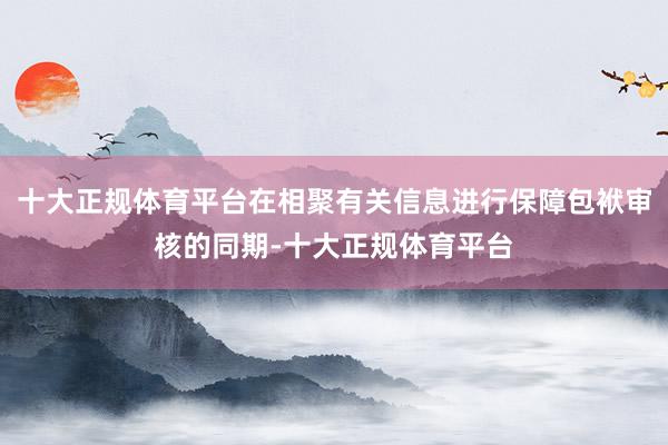 十大正规体育平台在相聚有关信息进行保障包袱审核的同期-十大正规体育平台